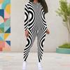Women Plus Size Black White Printed Round Neck Long Sleeve Top And Fitted Pants Two Piece Set