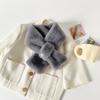 Korean style minimalist and versatile furry collar scarf, autumn/winter faux rabbit fur neck scarf, solid color warm ambiance, cross-fur collar