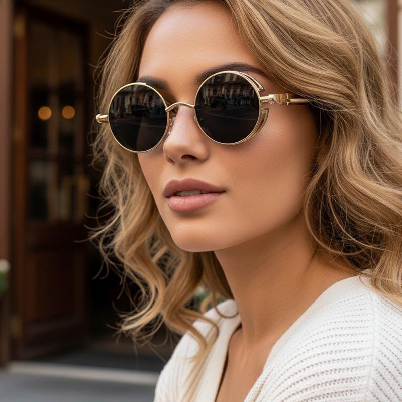 New Retro Round-frame Sunglasses - Fashionable And Slimming, Perfect For Casual Street Photography For Men And Women 58028