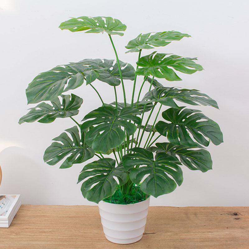 Green Aloes Artificial Wealthy Leaves Without Pot Green Plants Fake Flower Living Room Decoration Simulated Monstera Tree Plant