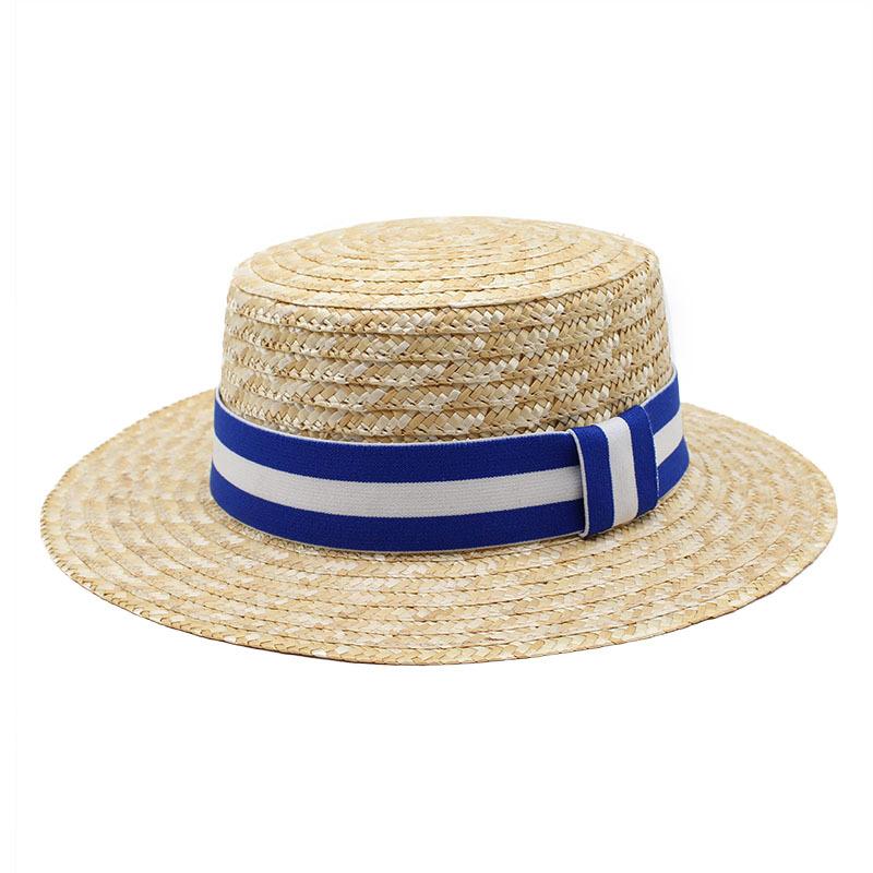 Spring And Summer Big Eaves Wheat Pole Braid Flat Top Flat Edge Straw Hat Women'S Sunshade Shape Natural Ethnic Style Straw Hat Tide