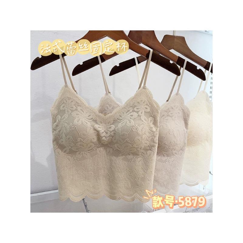 Women French Style Sexy Lace Beautiful Back Padded Wire Free Bra