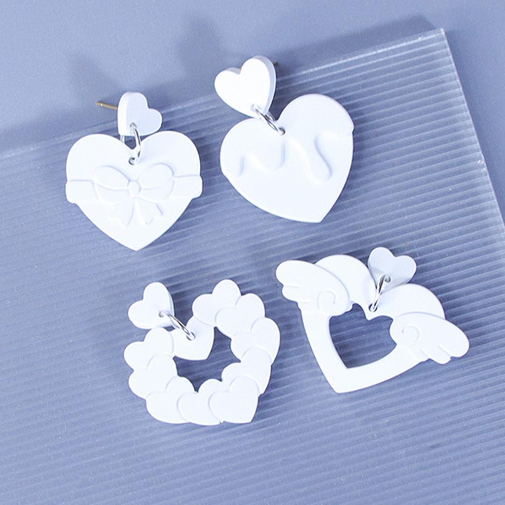 2pcs Heart Series Silicone Molds For Earrings Crafting Durable And Easy Release Ideal For Resin Jewelry Making