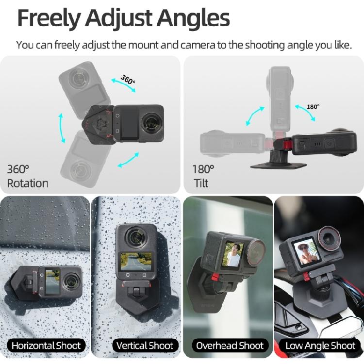 Helmet Camera Holder Compatible for Action 5Pro/4/3/2 Camera, 360°Rotating Joint and Adhesive Base for Outdoor Action Recording