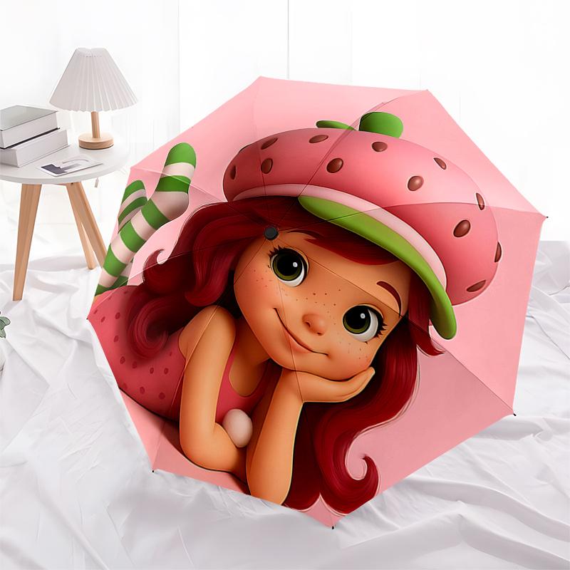 

Strawberry Hat with Green Stripes: Automatic Opening and Closing Umbrella, Foldable Design, 8 Bone Iron Frame, Ideal Gift for Fans, Traveler