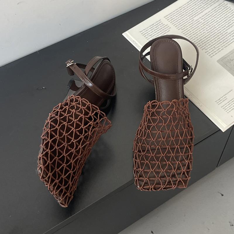 

Женская обувь, летние новые сандалии с открытым носком, плетеные, с полым узором 40