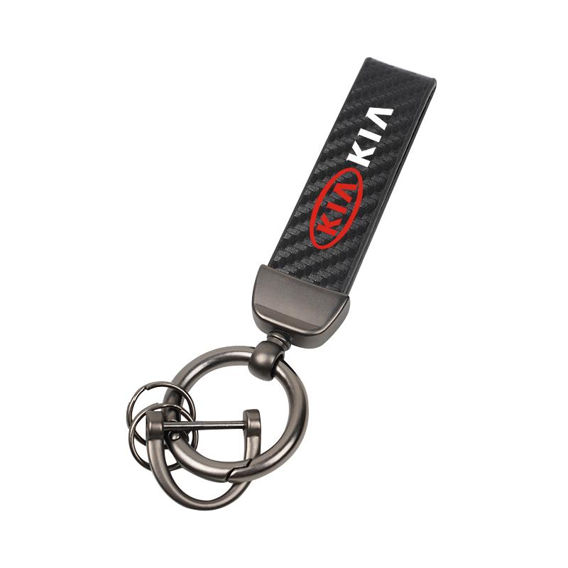 BQTT3 Car Key Chain Black Leather Keyring Pendant Car Interior For Kia Sportage Ceed Picanto Rio ProCeed Niro Morning K7 K5 K8 Ray K9