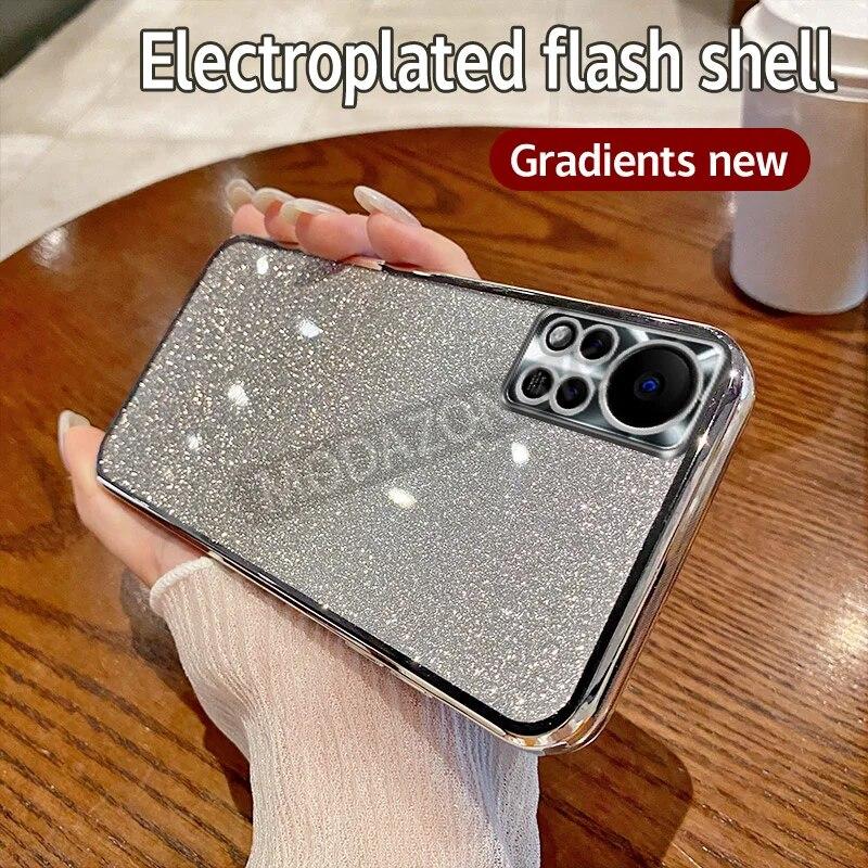 Pro Infinix HOT 11S NFC pouzdro Galvanické pokovování Luxusní měkký třpytivý TPU zadní kryt Infinix HOT11S NFC pouzdro pro dívku, ženu