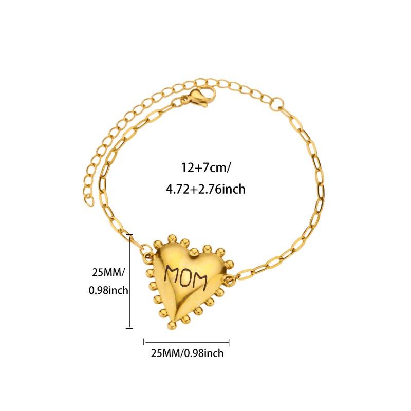 

Простой браслет в форме сердца для мамы из нержавеющей стали, модный дизайн с золотым покрытием, аксессуары для темперамента
