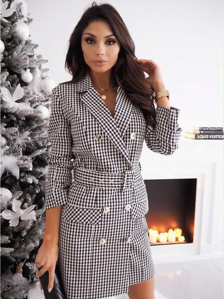 Colorful Autumn/Winter Long-Sleeve Belted Suit Dress Coat