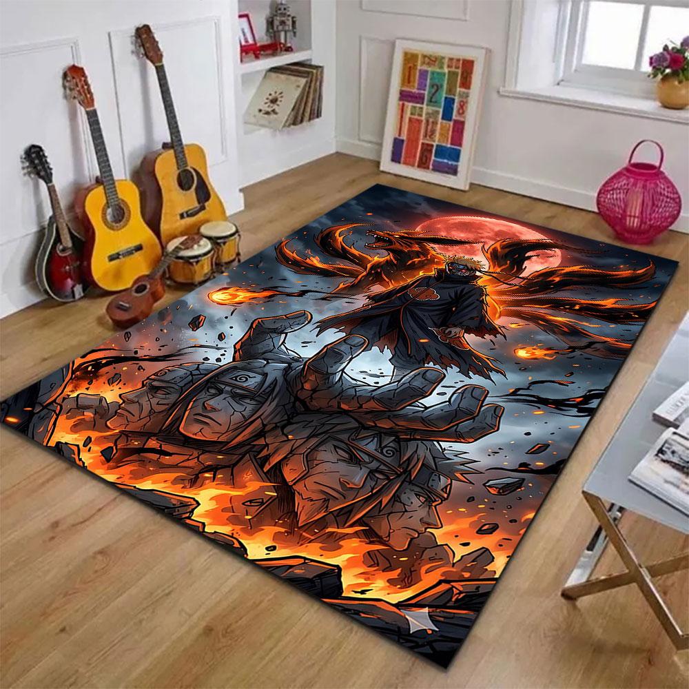 Fire Fox Warrior Under Red Moon Patterned carpet, suitable as a non slip play mat for the living room and bedroom sofa