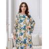 Middle East Plus size women clothing Robe Fashion Beads Chiffon Printing Loose Casual Flare Sleeve Jumpsuit DRESS