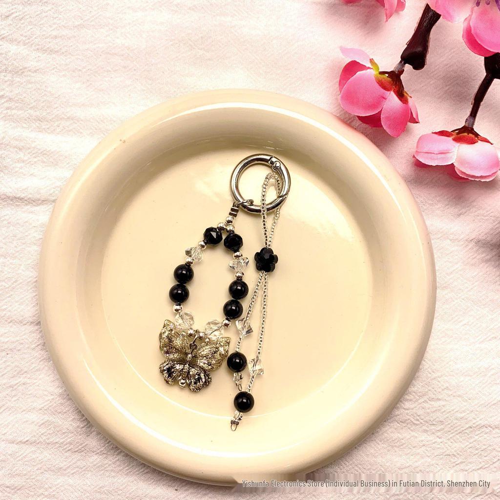 Exquisite Korean Butterfly Crystal Phone Lanyard & Beaded Bracelet