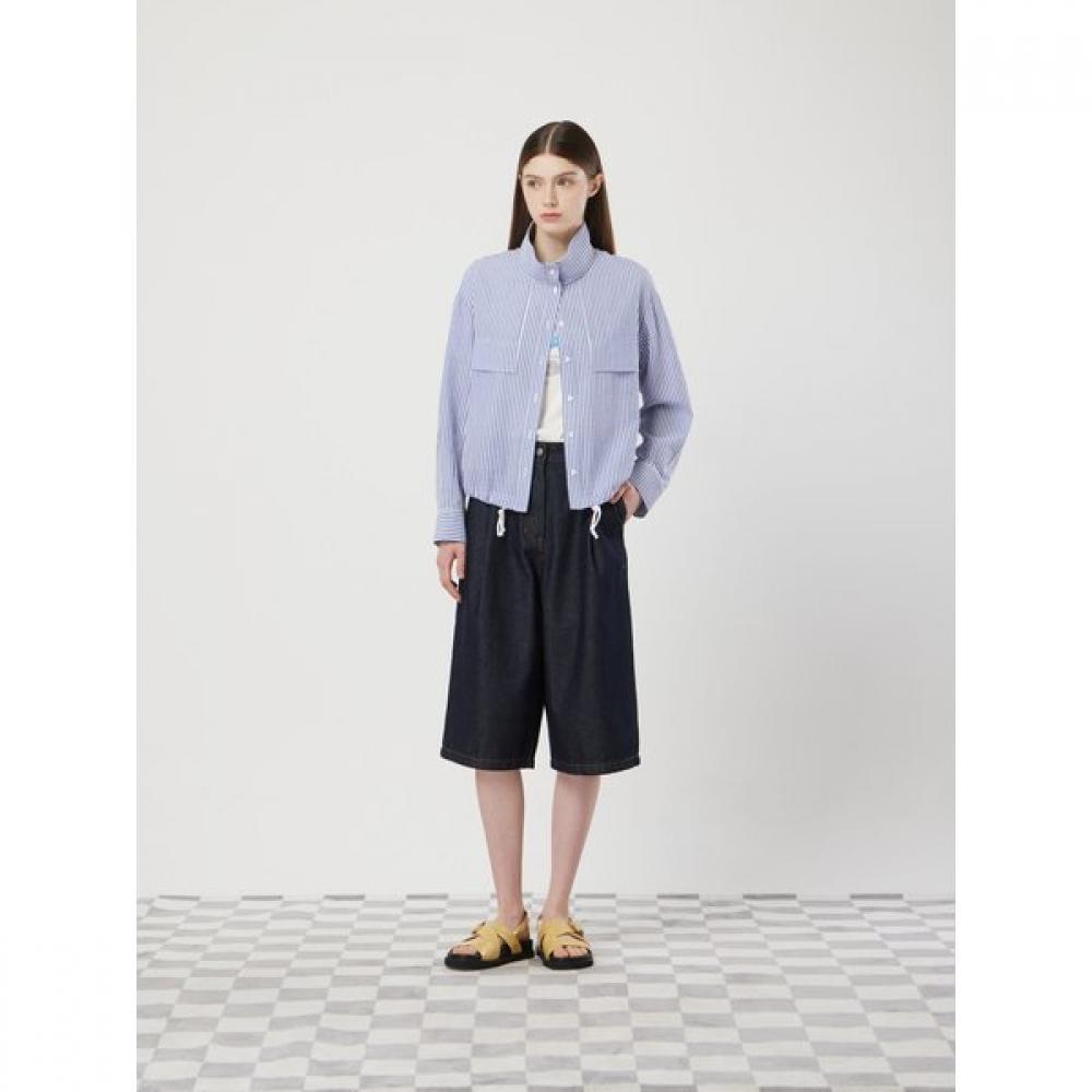 Cc Collect Stripe Seersucker Mock Neck Shirt C253msc012 Red/55