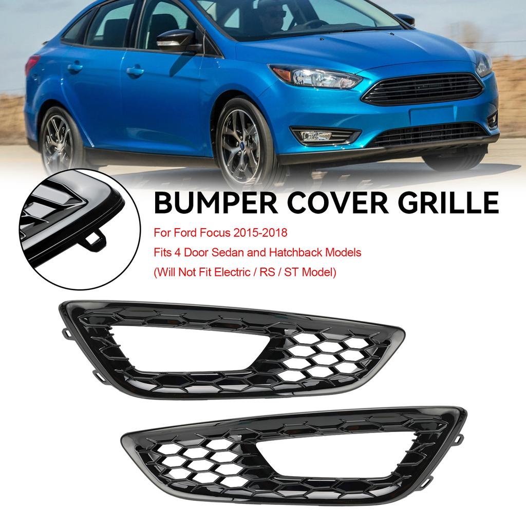2PCS Front Bumper Fog Light Lamp Cover Bezel Grille Fit Ford Focus 2015-2018