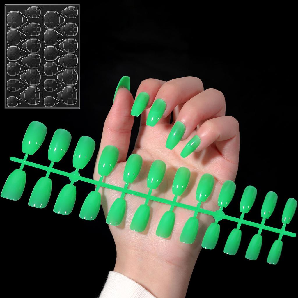 YIKOOLIN Variety Fluorescent Nail Art Tips Glow-In-Dark Luminous Fake Nails Ballet Press On Nails Set Detachable  Fingersnails