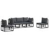 Garden Sofa Set with Cushions 5 Pcs Black Aluminum