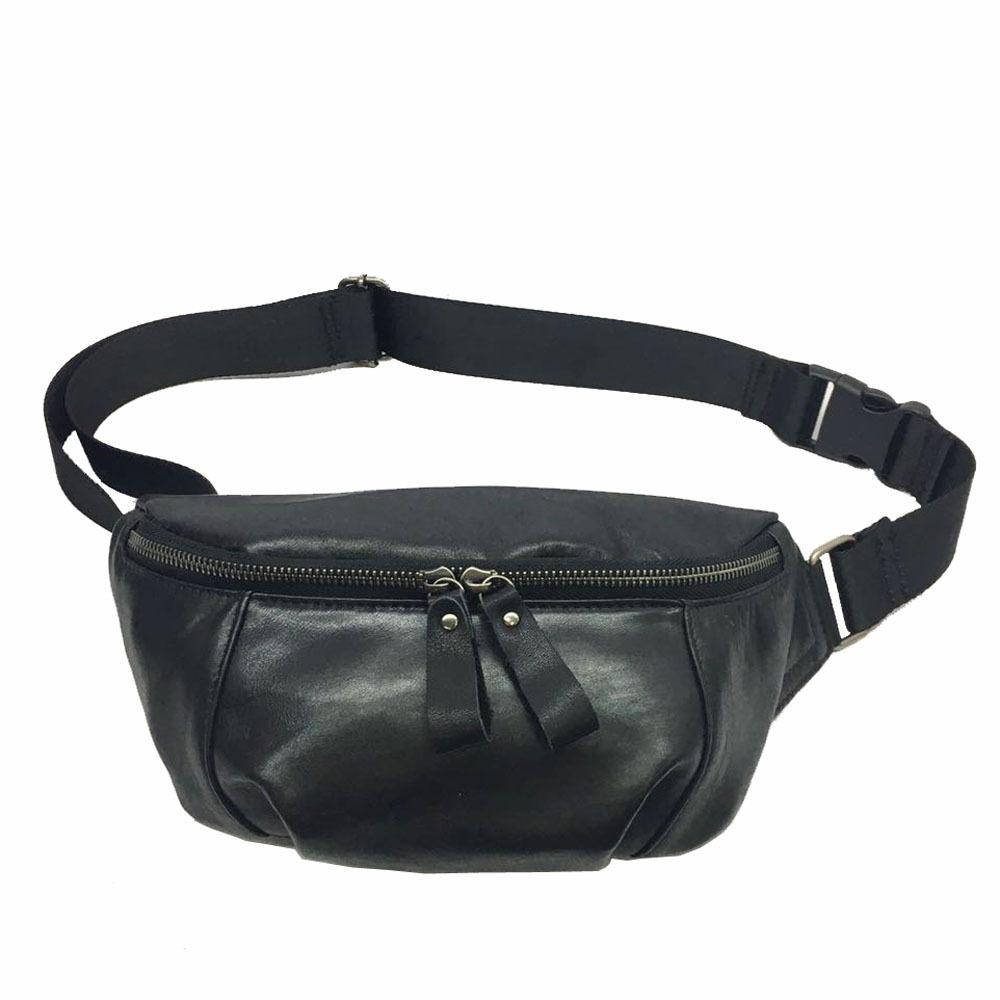 Genuine Leather Men'S And Women'S Fanny Packs, Cowhide Shoulder Messenger Bags, Black Fanny Packs, Genuine Leather Bags.