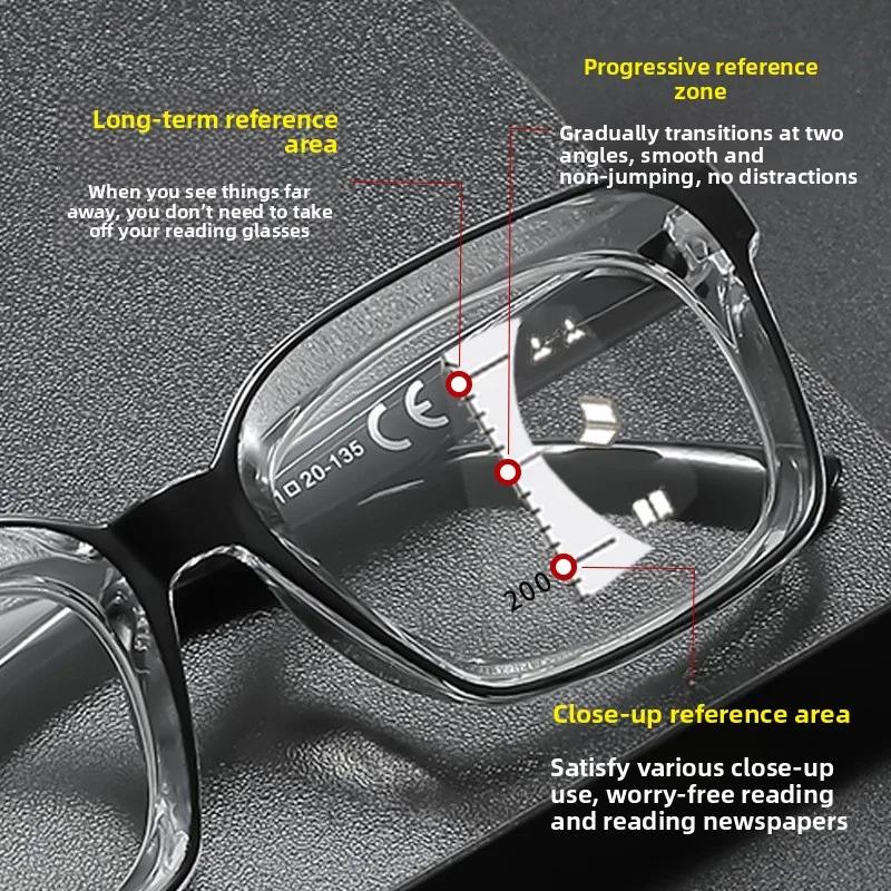 Leisure Versatile Progressive Multifocal Photochromic Reading Glasses for Women Men Blue Light Blocking Eyeglasses +1.0 To +4.0