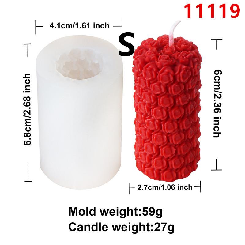 3D Rose Flower Ball Candle Silicone Mold DIY Gypsum Aromatherapy Resin Soap Mould Valentine's Rose Column Gift Home Decor