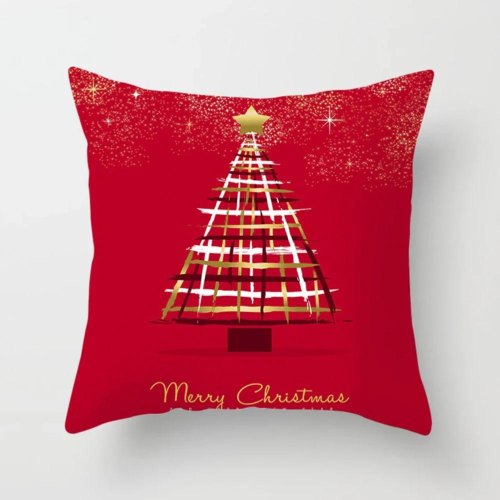 Christmas Printed Sofa Bedroom Living Room Pillow Seats Decorate Christmas Printed Printed Cushion Cover Decoración Navideña