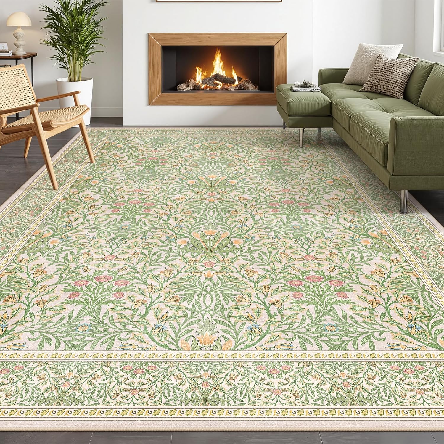 

Pink Flower Pattern Carpet Mat with Elegant Victorian Vine Design Home Living Room Decoration Anti Slip Living Room Floor Mat 50x80CM