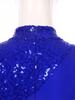 Womens Sparkly Sequins Dance Dress Mock Neck Long Sleeve Irregular Hem Stage Performance Gown