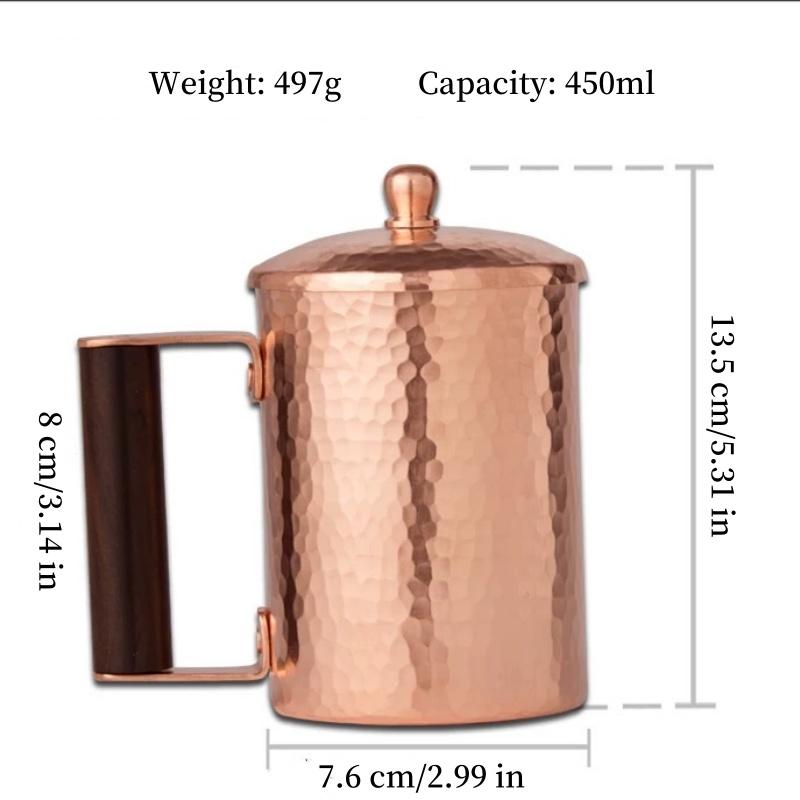 Vintage Copper Coffee Mug Handmade Moscow Mule Portable 450ml Tea Mug Drinkware for Hot and Cold Water Cup Kitchen Restaurant