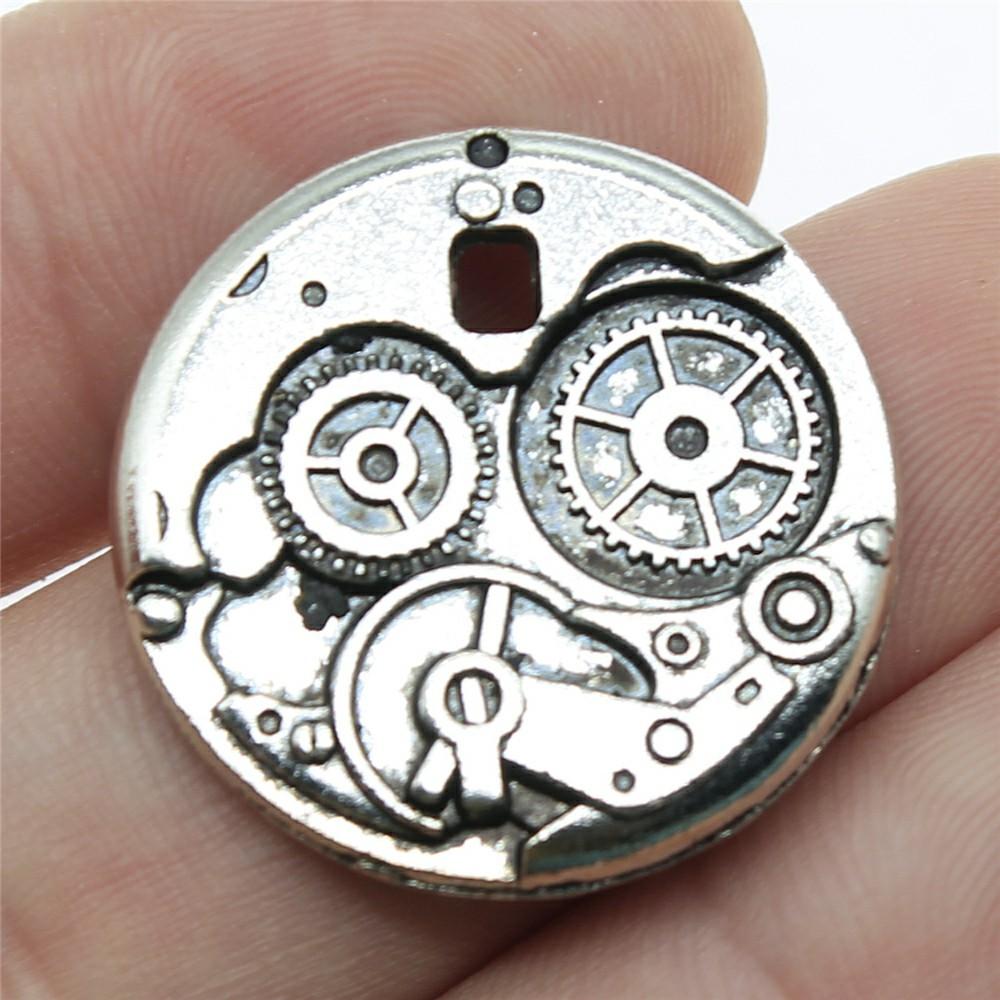 5pcs Charms Gear Steampunk Antique Silver Color Big Gear Steampunk Charms Pendant Jewelry Steampunk Gear Charms