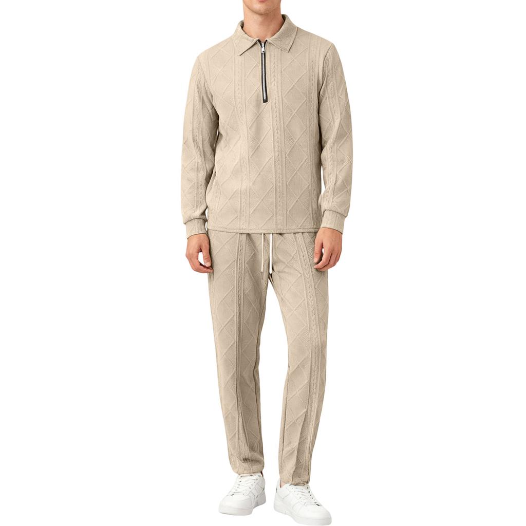 Herren  Freizeit  Umlegekragen  Lange Ärmel  Hose  Set