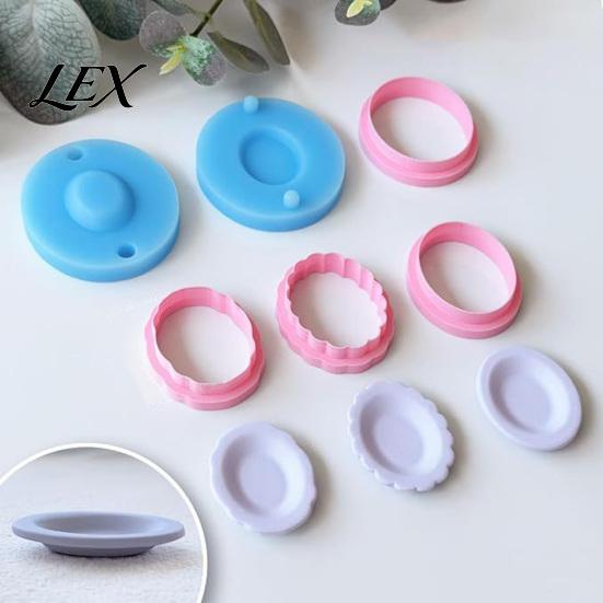 Miniature Jewelry Base Molds 12Pcs Mini Plate Clay Molds, Earring with Positioning Base, Multi?Shape Retro Cutters for DIY Polymer Earring, Pendant