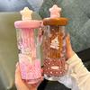 Water Bottle1011 Large Capacity Plastic Cup Cute Cartoon Straw Water Cup Student High Value Tea Separation Cup