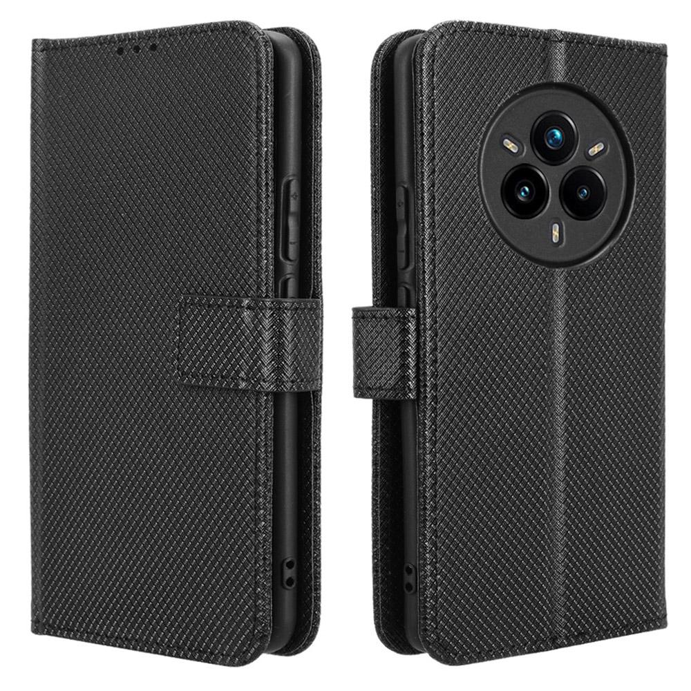 For Realme 14 Pro+ 5G Case PU Leather Diamond Texture Wallet Phone Cover