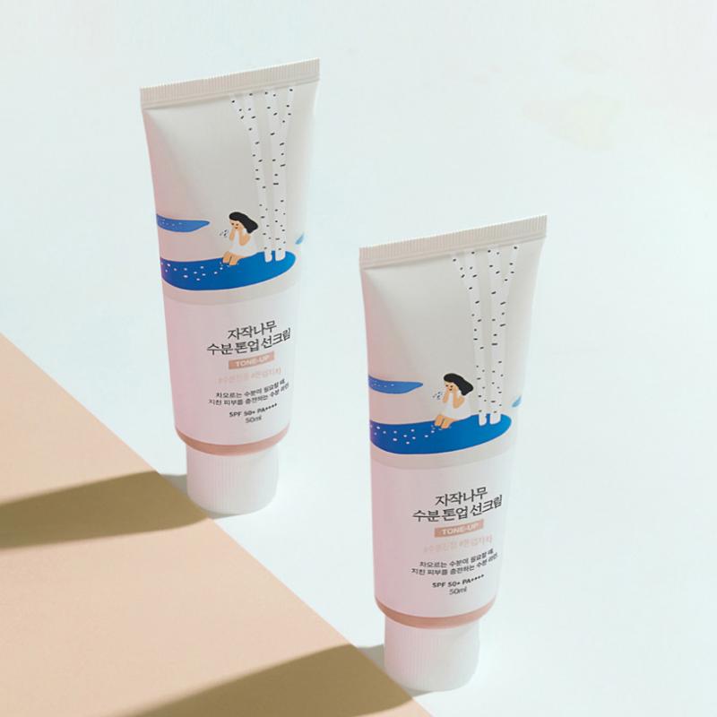 ROUND LAB Crema Solare Idratante Tone Up con Succo di Betulla SPF 50+ PA++++ 50ml/100ml