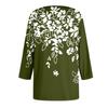 Women's Round Neck Pull Stripe Decorative Button Top Casual Color 3/4 Sleeve T Shirt