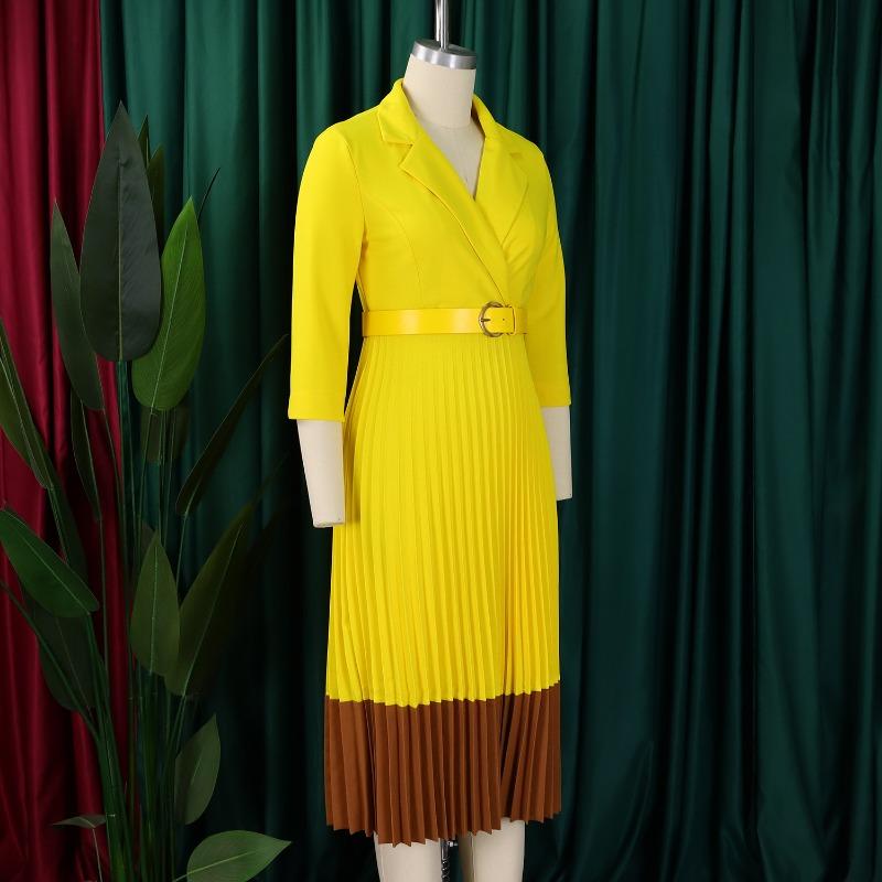 Spring and Autumn Fashion Women's Wear Collar Elegant Pleated dress