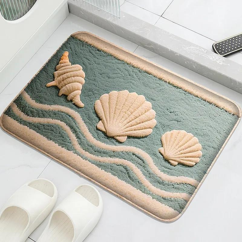 Bathroom Anti Slip Door Mat Household Water Absorbing Foot Mat Shower Room Small Carpet Machine Washable Soft and Comfortable