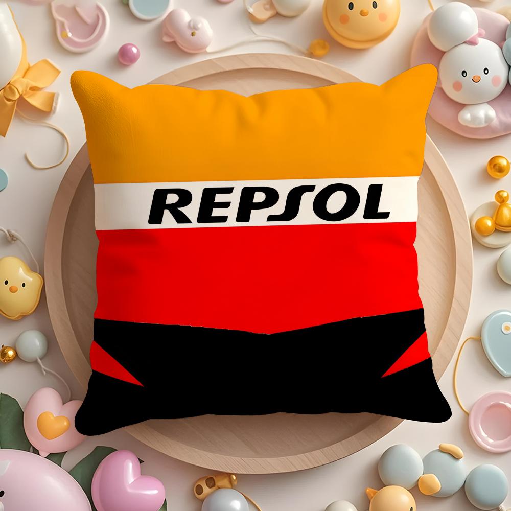Pikpaka Cute Pink R-Repsol Petrleos Cushion Cover Plush Fabric Soft Double-Sided Printed Sofa Warm Winter Home Gift Pillow Cover