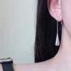 Waterproof Real Stainless Steel Waterdrop Pendant Ear Hook Hollow Long Drop Earrings Daily Chic Fashion Jewelry Gifts For Ladies