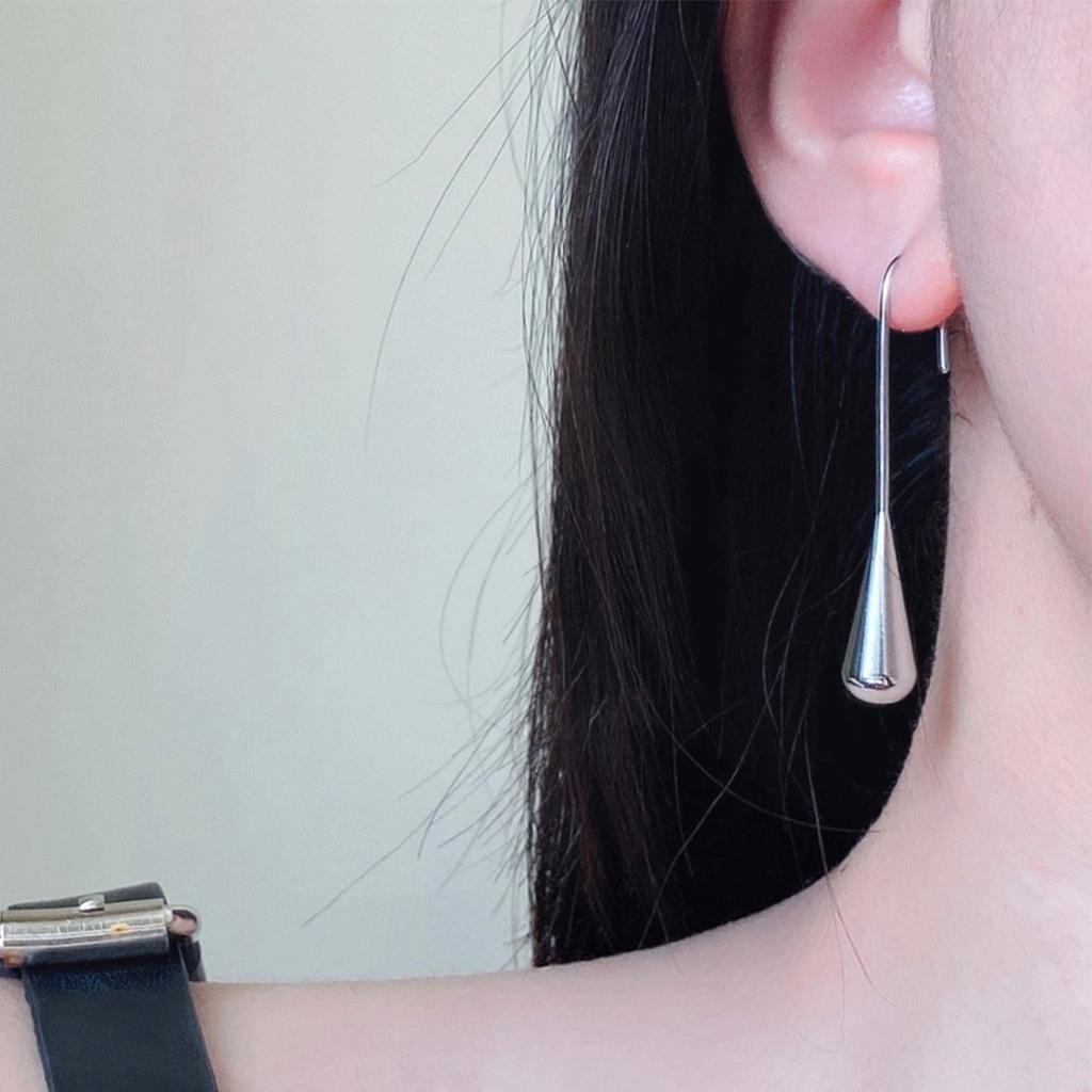 Waterproof Real Stainless Steel Waterdrop Pendant Ear Hook Hollow Long Drop Earrings Daily Chic Fashion Jewelry Gifts For Ladies