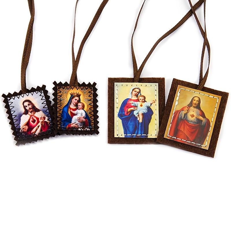 Religious Scapular Pendants with HD Mary Print Small Portable Gift for Car Home Daily Decor