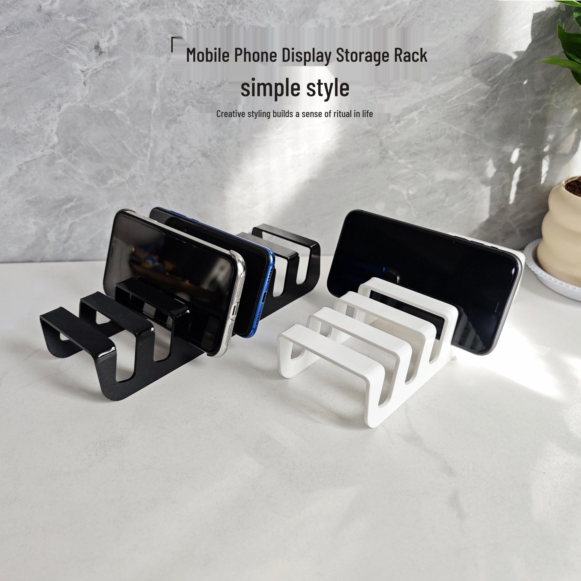 Acrylic Phone and Tablet Stand Organizer 5-slot White Phone Stand