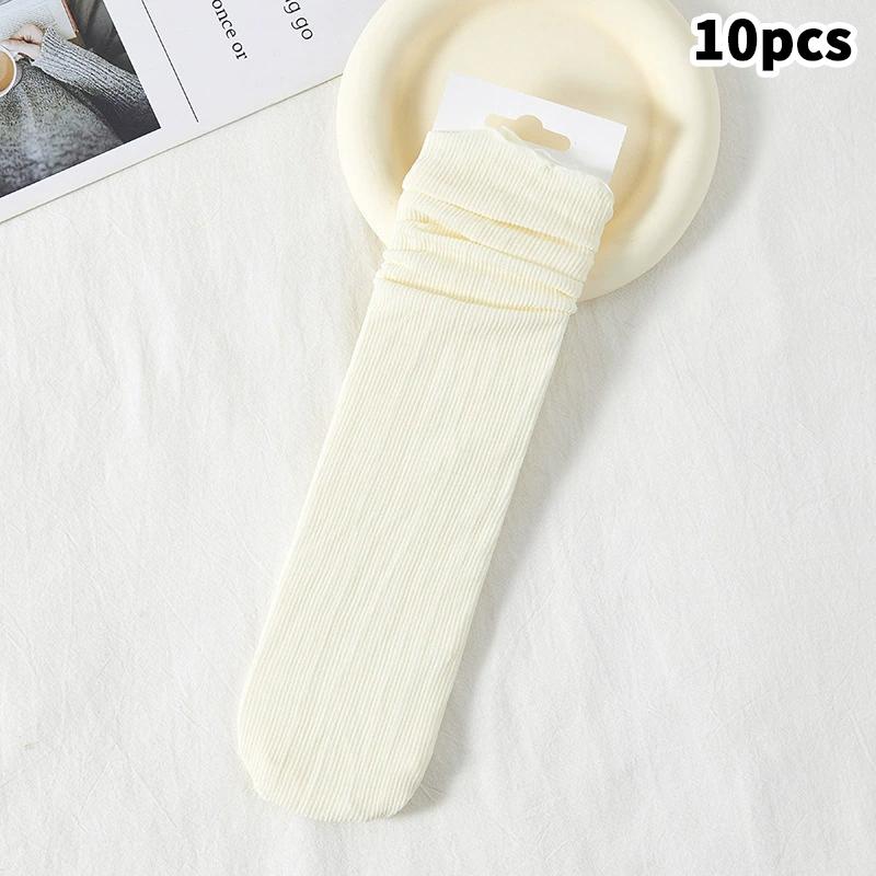 10 Pairs Women Mid Length Socks Trendy Versatile Black White Solid Colors Soft Comfortable Lightweight Breathable Casual Socks