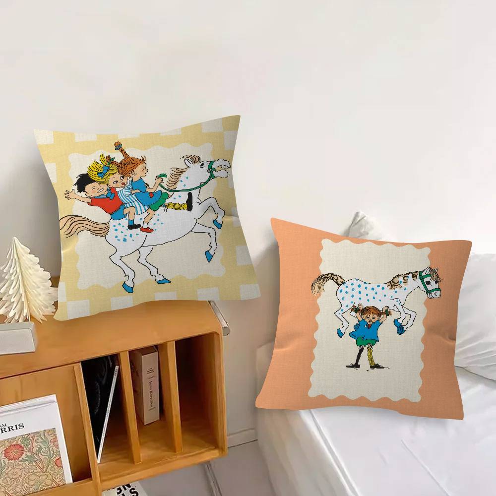 Cartoon Pippi L-longstocking Cute Maple Design Cushion Cover Happy Autumn Harvest decor Holiday Decorati Pillow Cover