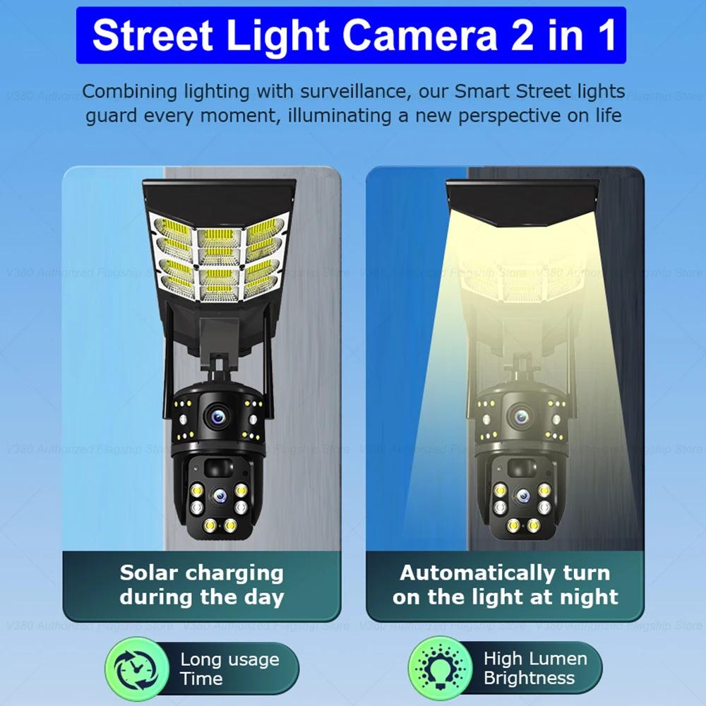 2-in-1 Solar Street Light, Courtyard Lighting, Multi-purpose Security Camera & Wall Lamp, Automatic Solar Charging Surveillance