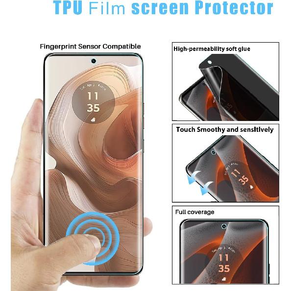 2Pack for Motorola Edge 2024 Privacy Tempered Glass Screen Protector, Ultra HD Tempered Glass Film, Anti-Spy, 9H Hardness, Anti-Scratch, Bubble Free,