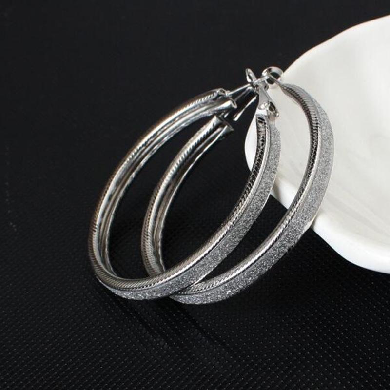 New Large Crystal Hoop Earrings Matte Fashion Simple Round Shiny CZ Big Earring Zircon For Women Party Gift