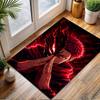 Fiery Half-Masked Warrior Patterned Carpet, Non Slip Mat Suitable for Living Room and Bedroom Sofas