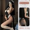 Sister Nun Sexy Sleeveless Hooded Cosplay Costume Erotic Slit Extreme Exposure Saint Church Pastor Choir Halloween Costume One Piece Stockings
