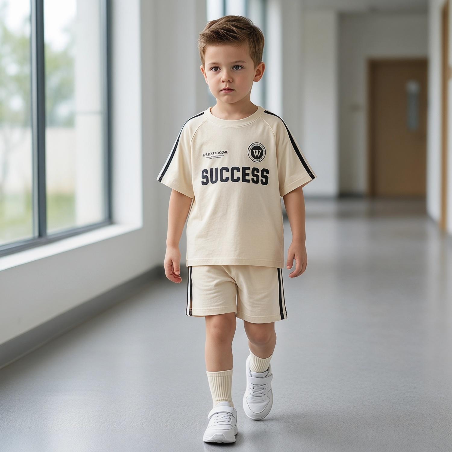 

2026 Summer Children s Set Alphabet Pattern T-Shirt and Shorts 2-Piece Set Boys and Girls Clothing 160